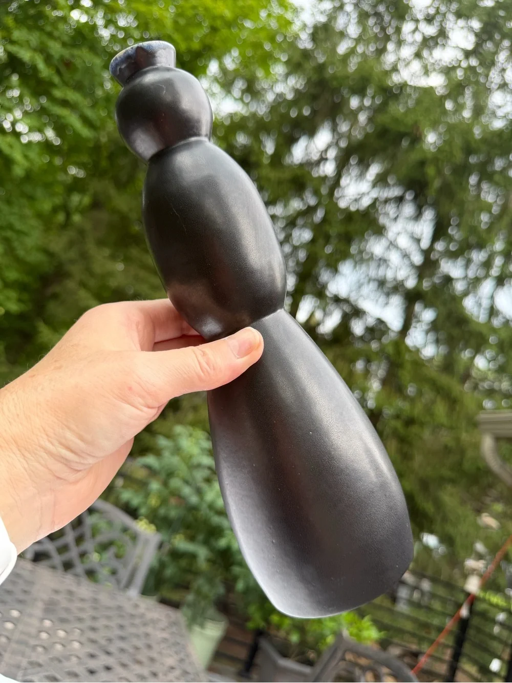 Black Modern Sculptural Vase - Lieberman Pottery. Handmade
